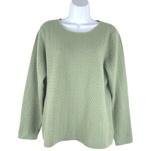 Charter Club 2 Ply Cashmere Sweater Womens Large‎ Textured Weave Green FS-1350